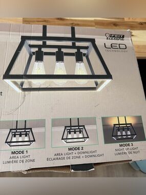 New Feit Electric Katalyst LED Rectangular Cage Pendant Light in Black